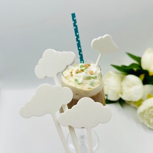 10pcs cloud drink sticks Cocktail cloud 9 party stirrers Party drink tags for guests Cloud baby boy shower decorations Cloud glass marker
