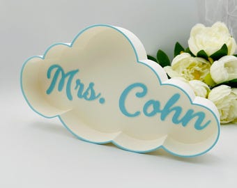 Cloud tray with name Cloud 9 party decors She is on cloud bridal shower Fillable cloud tray for treats Boho birthday Heaven sent baby shower