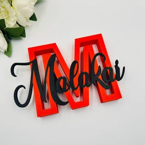 Letrero con nombre inicial para escritorio Letrero con nombre independiente para guardería Letrero con nombre para dormitorio de niños Apellido familiar Decoración de mesa para recién casados Apellido Signo propio