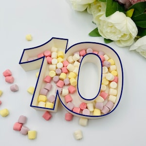 Numéros de joint à remplir de 6,5 pouces Plateau en forme de lettres Boîte de numéros d'anniversaire pour plat à charcuterie Numéros de pompons Blocs de chiffres creux Boîte de numéros 3D
