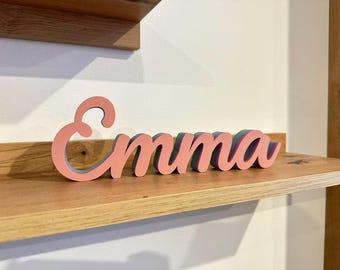 Name sign nursery for Boy name freestanding sign for shelf decor with Name for kids desk Custom baby name Bedroom Surname sign for Family