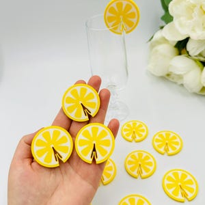10 lemon glass toppers She Found Her Main Squeeze bachelorette Love at first Citrus cocktail tags Italian bridal shower Mediterranean party