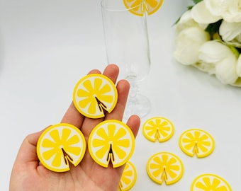 10 lemon glass toppers She Found Her Main Squeeze bachelorette Love at first Citrus cocktail tags Italian bridal shower Mediterranean party