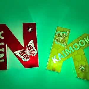 Luz de noche con nombre personalizado, regalo de nacimiento de bebé recién nacido, luz de noche para guardería, lámpara de pared con letras personalizadas para la decoración de la habitación de los niños, lámpara con nombre de familia