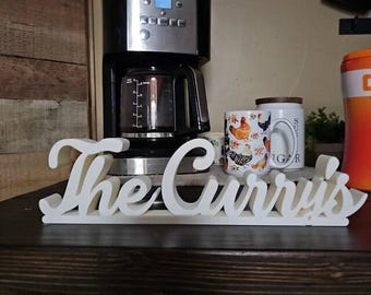 Custom name freestanding sign for table, Personalized name for desk, Custom baby name nursery shelf sign for kids bedroom, Surname sign