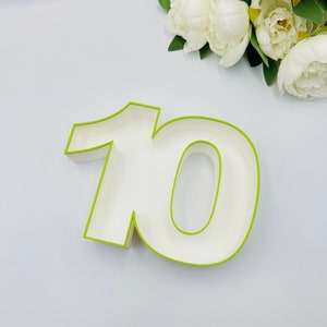 Bandeja con forma de letras para rellenar con números de 6,5'' Caja con números de cumpleaños para platos de charcutería Números con pompones Bloques de números huecos Caja con números en 3D