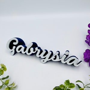 Custom name table sign Freestanding family name décor for desk Newlyweds gift for weddings Baby name nursery shelf sign Kids name gifts