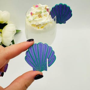 15pcs sea shell glass toppers Mermaid baby shower party drink markers for guests Beach wedding cocktail charms Pool party decors for drinks