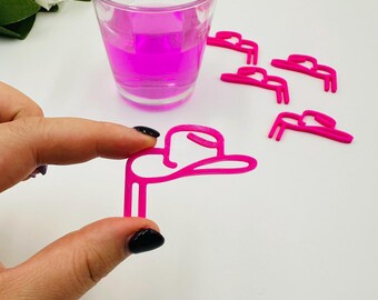 30 cowgirl hat drink markers Western party glass tags Last rodeo bridal shower Guests cocktail toppers Hen party glass charms Cowboy themed