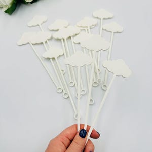 20pcs cloud drink stirrers Cocktail cloud 9 party sticks Party drink tags for guests Cloud baby boy shower decorations Cloud glass marker