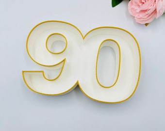 Fillable joint numbers 6,5'' tray Birthday number box for Charcuterie dish Hollow number blocks for table decorations 3D number box tray