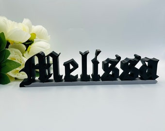 Custom name sign Freestanding surname table decor for Family name sign Quinceanera centerpiece for party table Self-standing namesign mantel