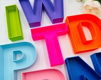 6,5&quot; Hollow fillable letter freestanding Empty letter box Self standing block letters for decorations Baby name initials letter faux flowers