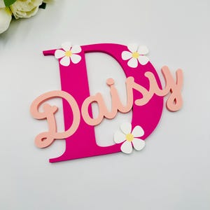 Letrero con el nombre del dormitorio de los niños, puerta de la habitación de los niños, letrero inicial para guardería, placa de puerta con temática floral, letrero de pared personalizado para niños, regalo para Navidad