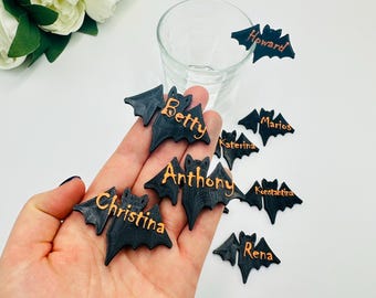 20pcs Personalized Bat Drink Charms: Halloween Party Decorations