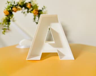 6,5&quot; Hollow fillable letter freestanding Empty letter box Self standing block letters for decorations Baby name initials letter faux flowers