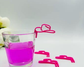 10 cowgirl hat drink markers Western party glass tags Last rodeo bridal shower Guests cocktail toppers Hen party glass charms Cowboy themed