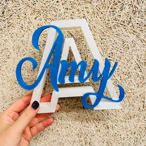 Letrero con nombre y letras independiente para dormitorio infantil, letrero de puerta sencillo para guardería, decoraciones para estantes de guardería, letrero con nombre personalizado para regalo de niño/niña