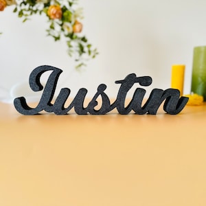 Custom name décor for newlyweds, Personalized freestanding table sign with name, Custom baby name nursery shelf sign for kids bedroom doors
