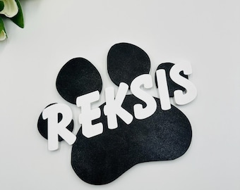 Placa de nome de cachorro personalizada para canil Placa de nome de filhote Placa de parede para animais de estimação Placa de cachorro para casa de pata Amante de cachorro Nome de animal de estimação Presente de Natal