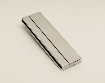 Magnetic Clasp for 52 x 2mm Flat Leather Cord - Plated Zamak with Silver Finish