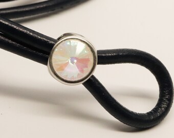 Swarovski Crystal Slider: Silver Plated Zamak, Ultra White Aurore Boreale