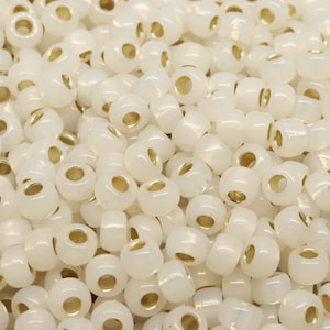 Miyuki Glass Rocaille Seed Beads 6/0 - Translucent Silver-Lined Opal - 30 Grams