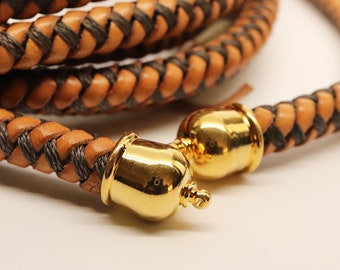 Pair of TierraCast Cord Ends for 10mm Leather Cord - Gold Plated Brass - Glue-In