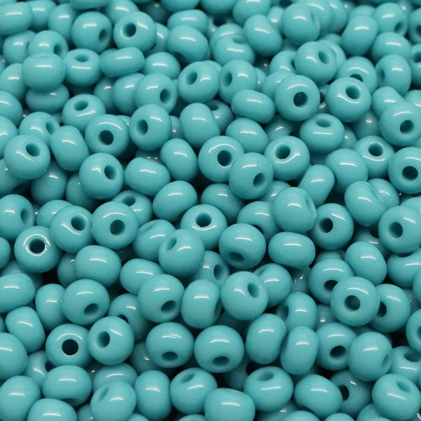 Preciosa Czech Glass Rocaille Seed Beads 6/0 - Opaque Turquoise Blue - 50 Grams