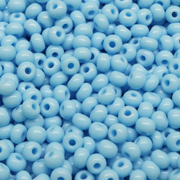 Preciosa Czech Glass Rocaille Seed Beads 6/0 - Opaque Light Turquoise Blue - 50 Grams