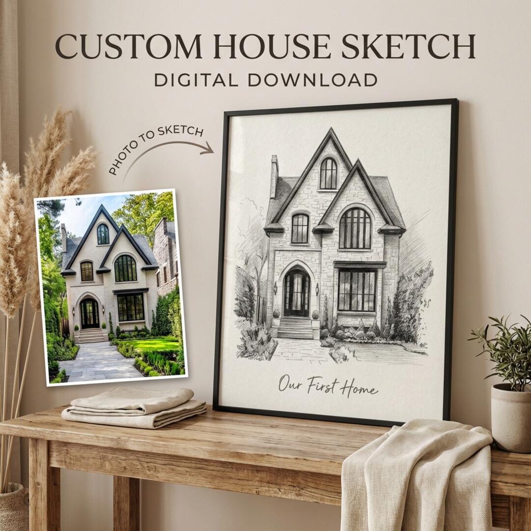 Custom House Portrait From Photo, Digital Home Sketch Art,personalized ...