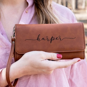 Cartera de mujer personalizada - Regalos personalizados para ella, cartera vegana y de cuero genuino hecha a mano, regalo perfecto para el día de la madre en Etsy