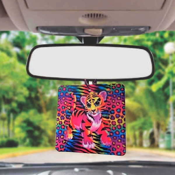 Lisa Frank inspired Air Freshener , 90's Air Freshener, neon Air Freshener, Tiger Air Freshener, animal print Air Freshener, retro style