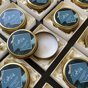 Wedding Favor for Guests, Candle in Gold Metal Box, Bridal Shower Favors, Engagement Favours, Wedding Souvenir, Candle Favor, Party Favors