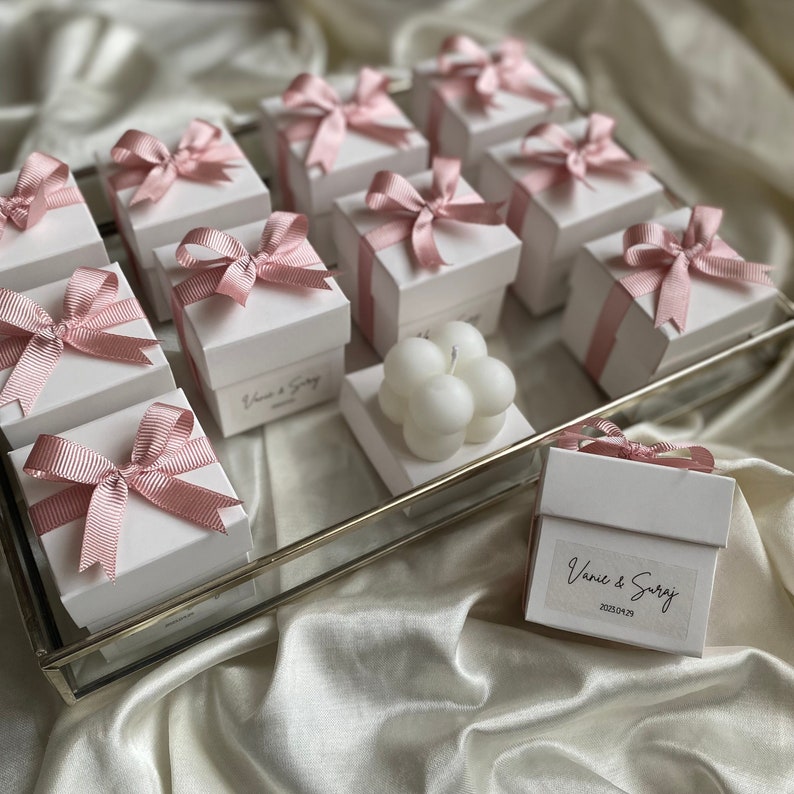 50 PCS Personalized Bubble Candles, Wedding Favors for Guests, Bridal