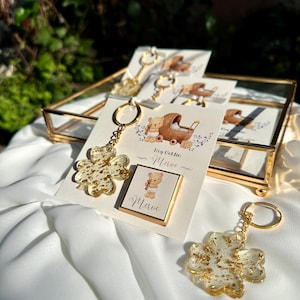 Bedankjes babyshower, sleutelhanger chocolade en klaver met bedankkaart, doopcadeau voor je gasten, babydoopcadeaus, pasgeboren bedankjes