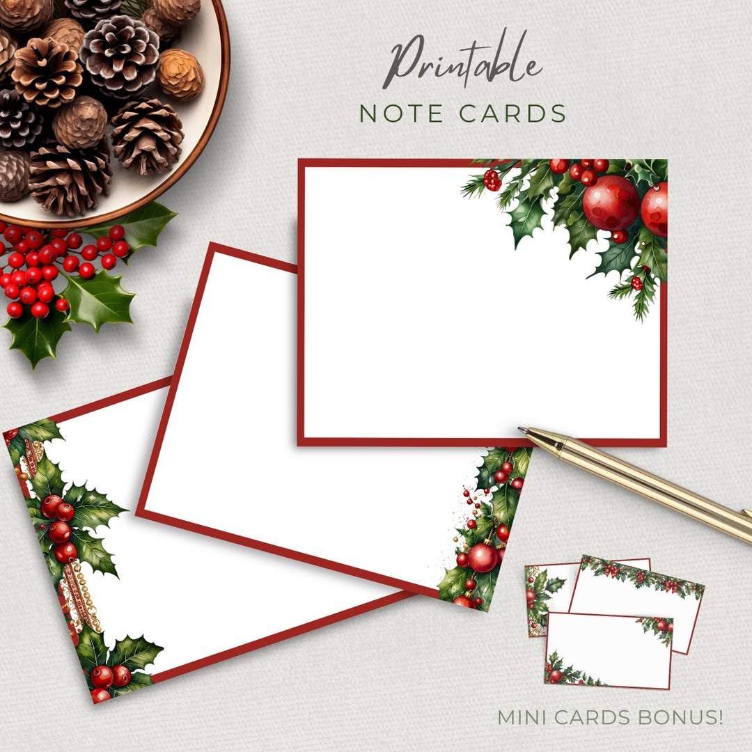 Printable Mistletoe Note Cards, Instant Download, Last Minute Card ...