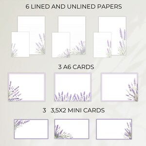 Lavender Floral Stationery Bundle, Printable Writing Paper, Note Cards ...