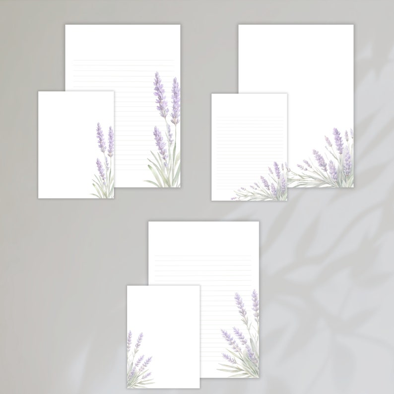 Lavender Floral Printable Writing Paper, Lined and Unlined Set for ...
