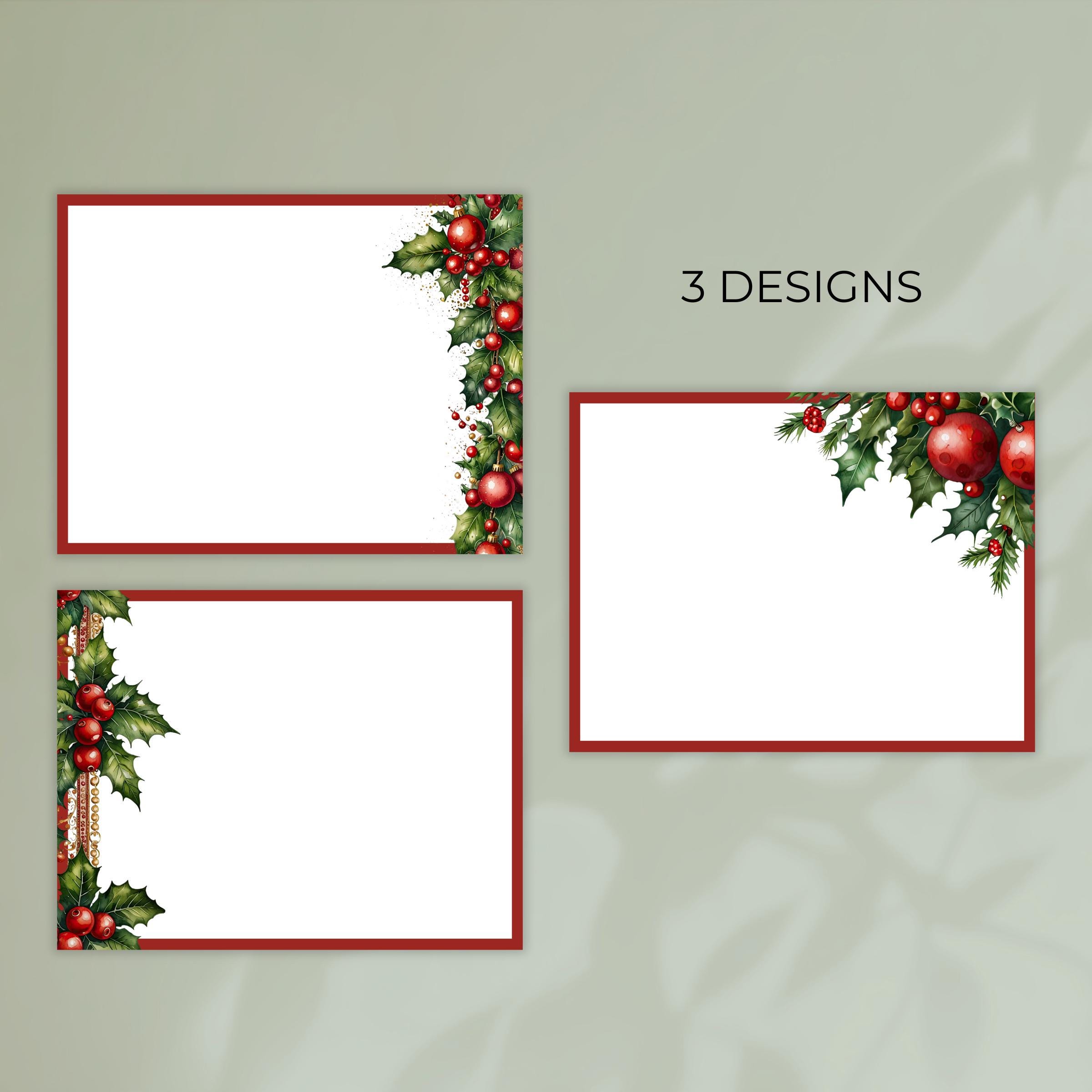 Printable Mistletoe Christmas Note Cards: Holiday Stationery (digital ...