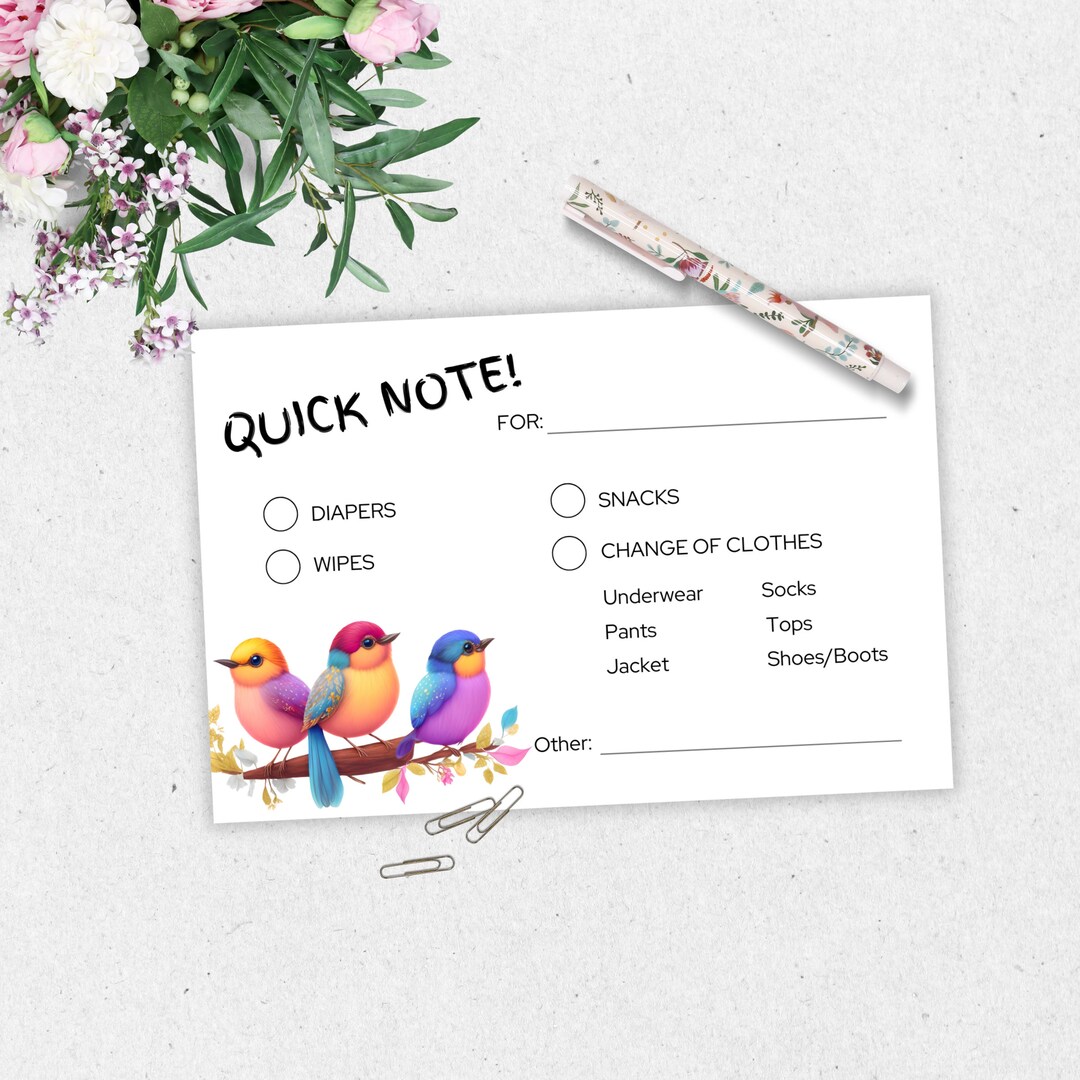 Daycare Quick Note Printables, Parent Communication Card, Home Daycare ...