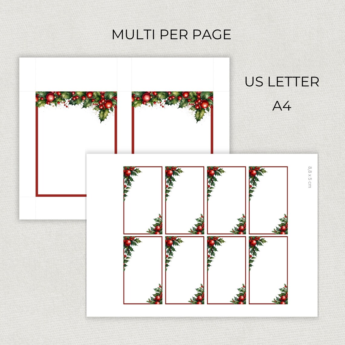 Mistletoe Stationery Bundle, Printable Writing Paper, Note Cards and ...