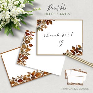 Fall Botanical Cards for Thoughtful Notes, Autumn Printable Set, Pen Pal Letters, Seasonal Stationery