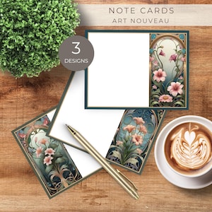 Jugendstil druckbare Karte, Karte, Vintage Blumen, alle Anlässe, snail mail, Instant Download