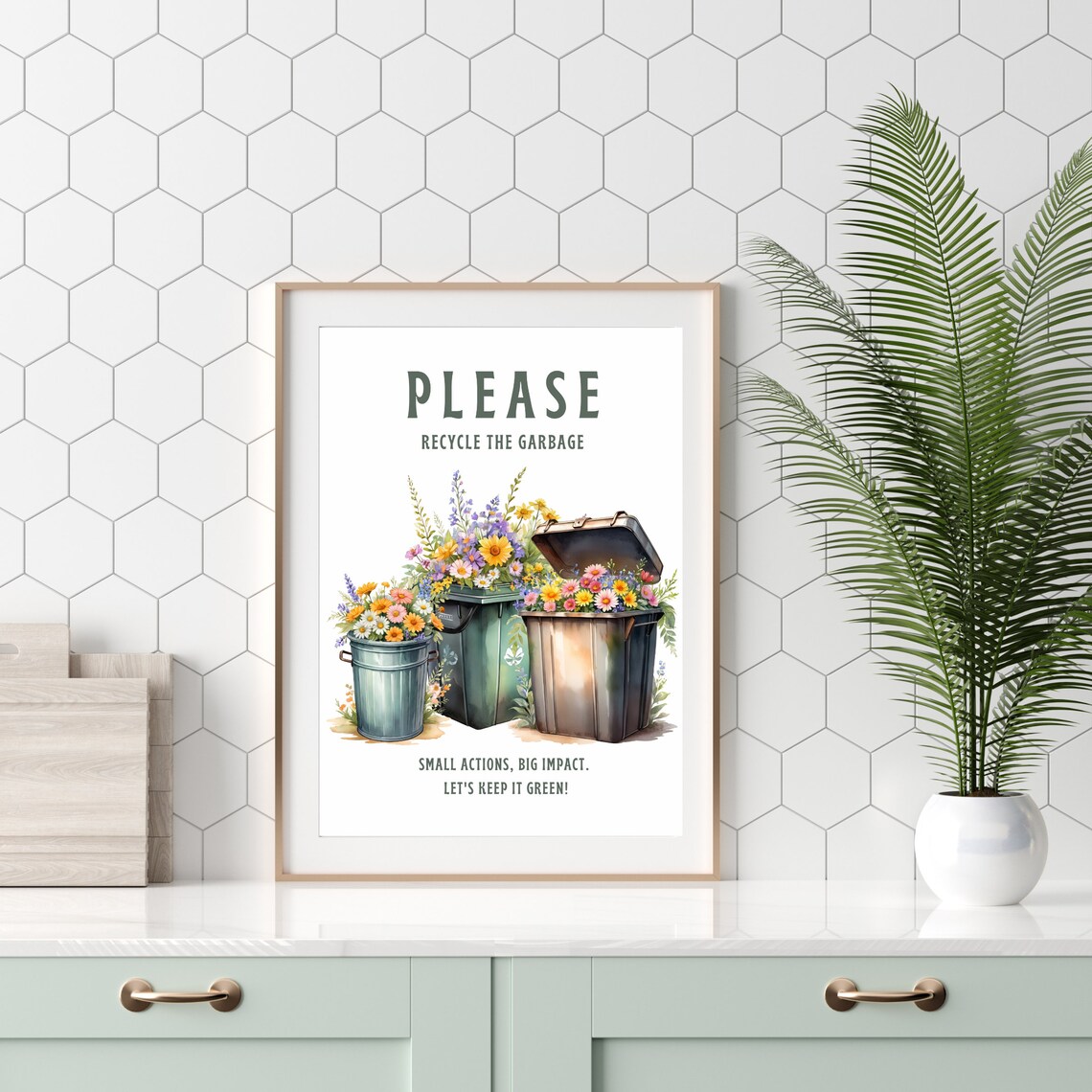 Garbage Reminder Flower Bin, Eco Friendly House Rules Printable ...