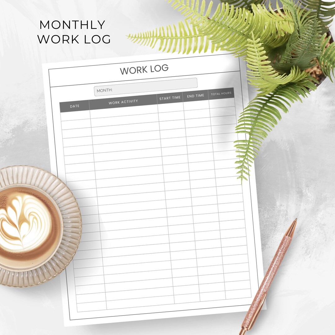 Work Time Tracker, Time Log Printable, Work Hours Log, Time Management, Working Hours Time Log ...