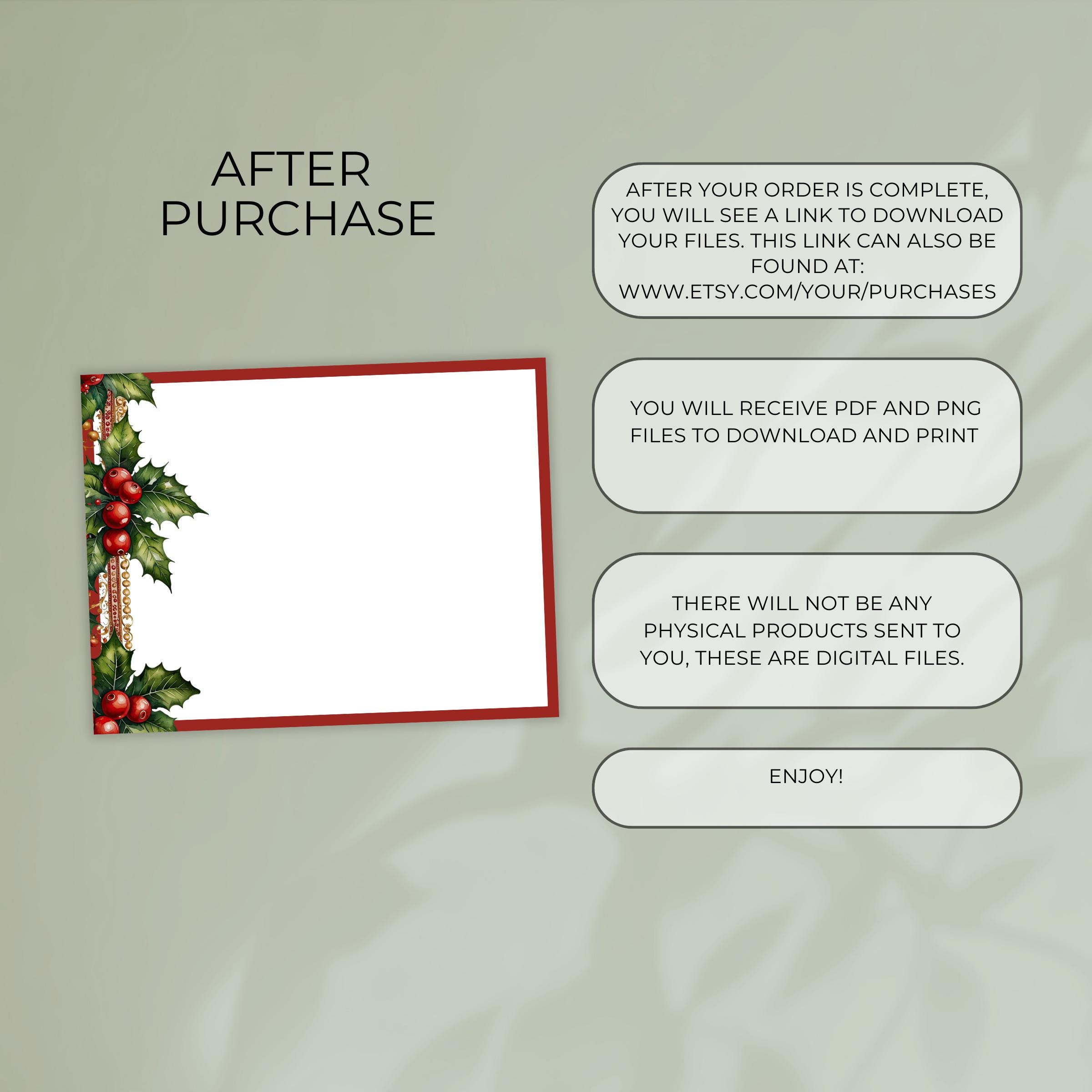 Printable Mistletoe Christmas Note Cards: Holiday Stationery (digital ...