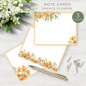 Leere Karte mit orange Blumen, alle Anlass, fügen Sie Ihre Info, druckbare digitale Karte, sofortiger Download von Briefpapier, benutzerdefinierte Karte