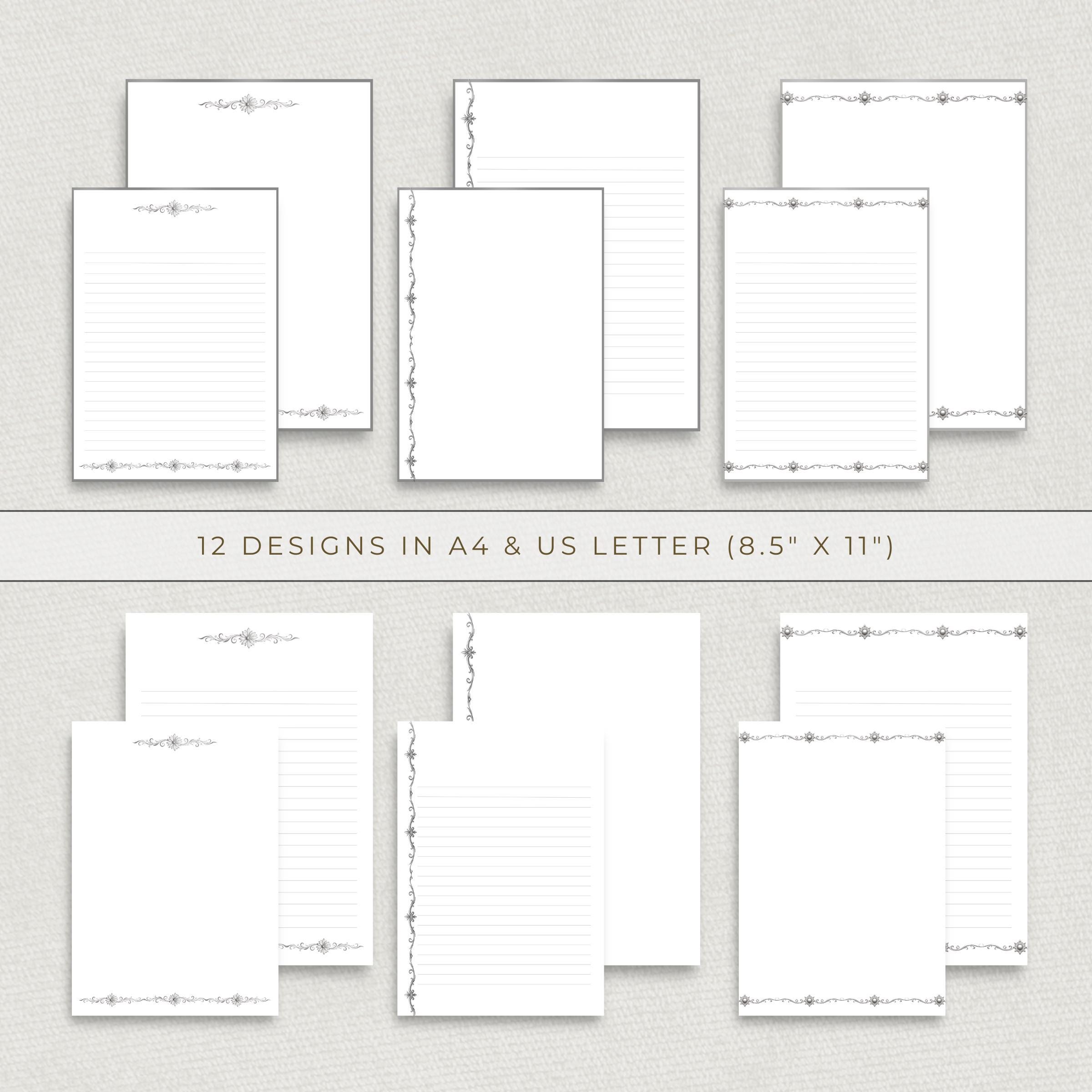 Filligree Writing Vintage Filigree Printable Writing Paper, Lined and Unlined Letter ...