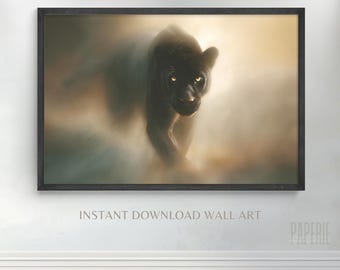 Black Panther Wall Art Print, Wildlife Big Cat Poster, Printable Animal Decor, Abstract Jungle Artwork, Instant Digital Download, ART006